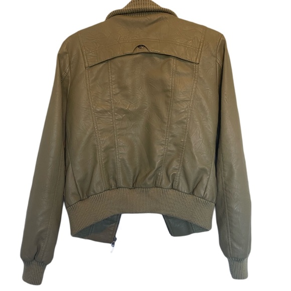 Olive Green Vero Moda Leather Jacket - Picture 2 of 7